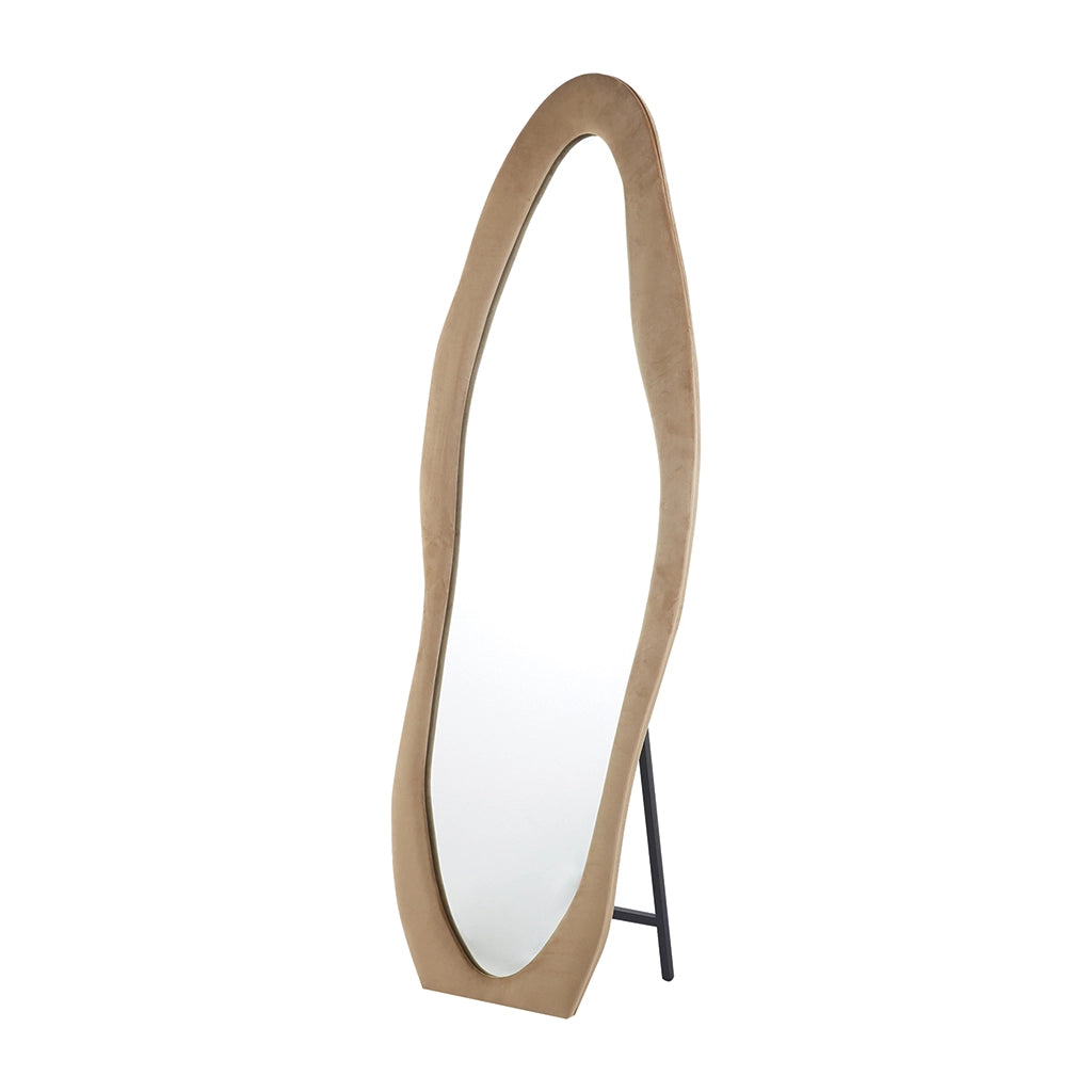 Miroir Plein Pied Organique Velours Beige et Marron Kaki – Design Moderne 160 cm