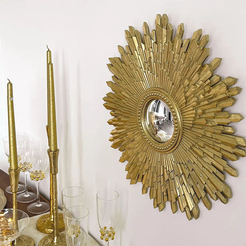 Miroir Soleil Doré Murale – Décoration Élégante Effet Luxe 42 cm